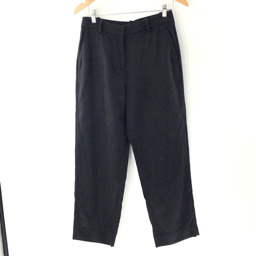 J Crew Womens Wide Leg Pants Black Ingrid High Rise Gramercy Twill Sz 4